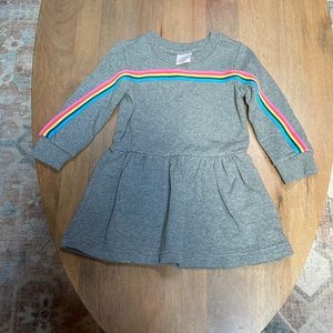 Hanna Andersson Gray/Rainbow Toddle Sweatshirt Dress